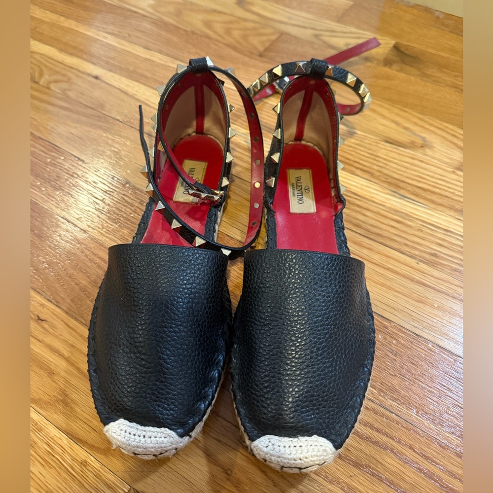 Valentino Rock Stud Black Espadrilles in great condition